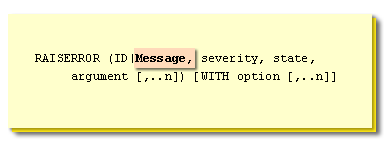 Message is the user-defined error text to be returned as the error text (option #3 above). If you are not going to raise an error by number.